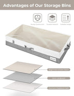 StorageWorks Large Under Bed Storage Containers with Handles and Label Holder, 2 Pack Ultra-thick Fabric Underbed Bins, Closet Organizer for Clothes, Blankets, Sweater