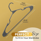 Our Modern Space 50 Pack Adult Plastic Hanger for Shirt Pants Coats Dresses Skirts Suits Jackets - Standard Thick Coat Hanger - Sturdy & Durable Design with Shoulder Grooves Hook - Grey