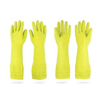 Mamison 2 Pairs Reusable Waterproof Household Dishwashing Cleaning Rubber Gloves, Non-Slip Kitchen Glove (Green, Large (Pack of 2))
