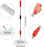 Mop and Bucket Set, 360° Spin Mop and Bucket with Wringer Set and 6 Microfiber Mop Refills, Stainless Steel 61" Extended Handle Spinning Mop Bucket System for Floor Cleaning (2 Sets)