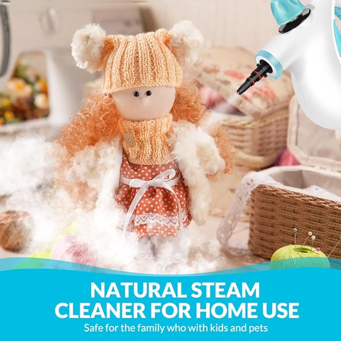 Handheld Pressurized Steam Cleaner with 12 pcs Accessories, Portable Steamer for Cleaning, Steam Cleaner for Home Use, Steamer for Cleaning Car, Furniture, Floor, Upholstery, Grout and Tile, Blue