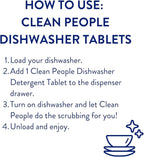 The Clean People Dishwasher Tablets - Cuts Grease & Rinses Sparkling Clean - Residue-Free - Phosphate Free Dishwashing Tablets (60 Count, Fragrance Free)