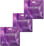 pH Advantage 3 x Personal Toilet Kit | Public Restroom Kit | Toilet Paper, Toilet Seat Cover, Butt Wipes, Cleansing Wipes (Purple)