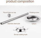 Firlar Kitchen Utensil Holder Organizer, Stainless Steel Kitchen Hooks Rack Kitchen Utensil Stand Countertop 360 Degree Rotating Utensil Holder with 6 Hooks for Kitchen Tabletop