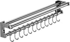 Hanging Wall Mount knife Wall Mount, Space-Saving Knife Rack with Hooks, Kitchen Organizer Storage Shelf for Utensils Spatula Spoon, Kitchen Utensil Hanger (Silver, 50CM+10Hooks)