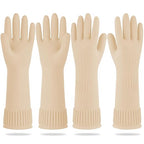Mamison 2 Pairs Reusable Waterproof Household Dishwashing Cleaning Rubber Gloves, Non-Slip Kitchen Glove (Ivory, Medium (Pack of 2))