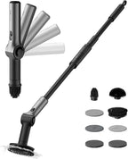 HOTO Flexi™ Cordless Electric Spin Scrubber, Adjustable Angle, Extendable Handle, Smart Display, IPX7 Waterproof, Powerful Cleaning Scrubber with 8 Replaceable Brush Heads, for Bathtub, Bathroom, Tile