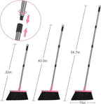 KeFanta Heavy Duty Broom, Outdoor Broom with 54.7" Long Handle, Commercial Brooms for Sweeping Outdoor Concrete Courtyard Garage Patio Indoor Home Floor Kitchen Office Lobby
