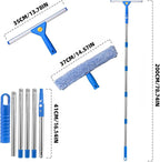 Professional Window Cleaning kit, 2-in-1 Window Squeegee with 78" Extension Poles, Suitable for Indoor & Outdoor Window, High Glass, High Windows, Multi-Purpose Car Windshield Cleaning