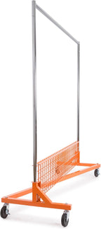 Econoco Commercial Garment Rack - Rolling Clothes Rack, Heavy Duty (Z Rack with Base Shelf, Orange)