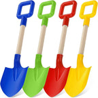 Honoson 12 Pack 16 Long Beach Spades Sand Shovels Toys Gardening Tools Sets Sandbox Sturdy Scoop Durable Wood Handle ABS Plastic Spade for Garden Sand Snow Backyard Summer Favors (Bright Color)