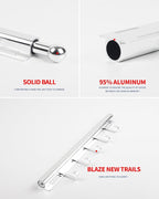 BaiNong 16.5 inch Valet Rod for Closets Pull Out Closet Valet Rod Slide Out Extra Long Silvery Valet Rods for Closets With 6 Hooks