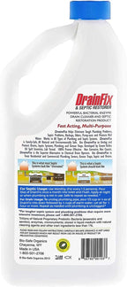 Drainfix & Septic Restorer 32 Oz Septic Tank Treatment | Drainfield Treatment | Septic Safe Drain Cleaner | Enzyme Drain Cleaner | Septic Cleaner | Exxon Valdez Patented - 18 Pack