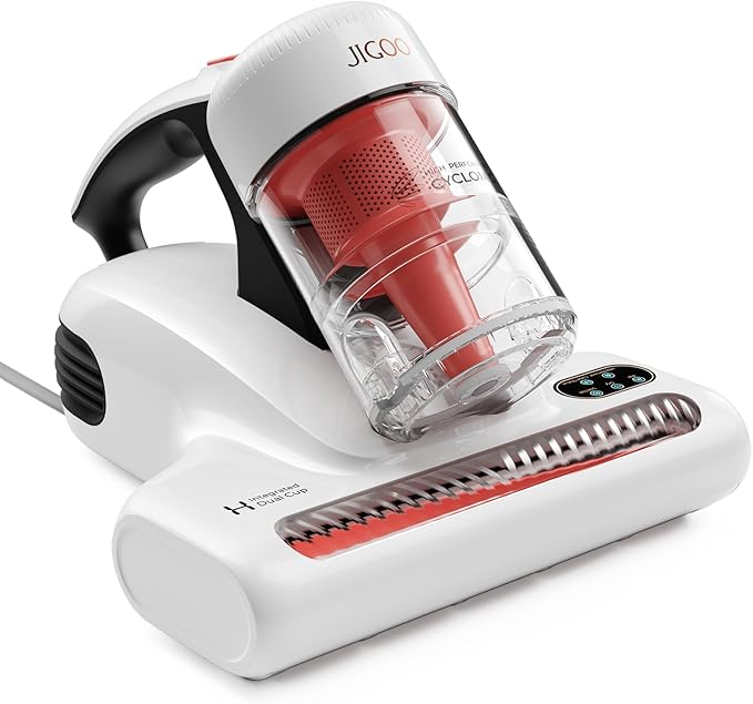 JIGOO J200 Improve Sleep Mattress Vacuum Cleaner Uv Sanitizing, Deep Cleaning Bed Vacuum Non-Destructive Fabrics, 99.9% Effective Filtration for Allergy Sufferers