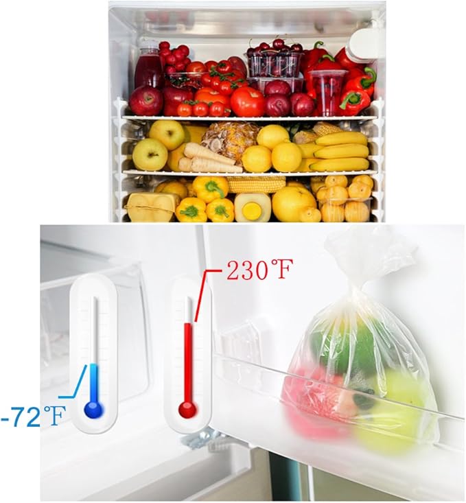 Immuson Food Storage Bag, 12 x 20 Plastic Produce Bag on a Roll Fruits, Vegetable, Bread, Food Storage Clear Bag (4 Rolls-1400 Bags)