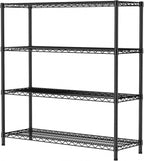 SINGAYE 4 Shelves Adjustable Shelf Heavy Duty Shelves 1400LBS Wire Storage Shelving Metal Organizer Wire Rack Black 18" D X 46" W X 59" H
