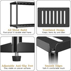 2 Tier Bathroom Counter Organizer, Rectangular Vanity Organizer Shelf, Skincare and Makeup Countertop Storage Rack for Kitchen, Bathroom, Bedroom, Black (Standard Version)