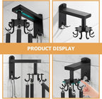 FRCOLOR Rotatable 8-Claw Kitchen Utensil Hooks Black Thickened Space Aluminum Alloy Swivel Wall Mount Organizer for Hanging Cooking Tools and Measuring Cups