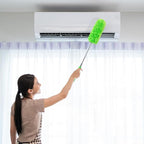 Tanlade 12 Pcs Microfiber Feather Duster for Cleaning 13-31 Inch Extendable Cobweb Dusters Ceiling Fan Duster Washable Bendable Tool for Office Car Window Furniture (Green)