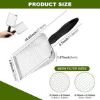 2pcs Gardening Soil Sifter, 3.8mm & 5.0mm Mesh Sieve for Gardening, Dirt Sifter Compost Sifters with Handle, Multi-Functional Garden Sieve Potting Scoop for Sand, Rocks(Color:Silver)