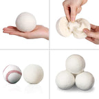 SnugPad XL Wool Dryer Balls, Natural Fabric Softener 100% Organic New Zealand Wool, Anti Static, Lint Free, Odorless, Chemical Free, Reduces Wrinkles, Baby Safe, Save Energy & Time, White 4 Count