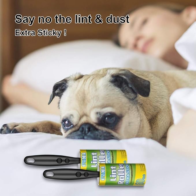 Lint Rollers for Pet Hair Extra Sticky, Pet Hair Remover Set Brush for Dog & Cat Hair Removal, Clothes, Furniture, 2 Handles with 4 Refills, 240 Total Sheets
