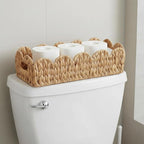 Coeusy Toilet Tank Basket for Bathroom,Scalloped Edge Wicker Basket for Toilet Paper Storage,Small Baskets for Countertop,Shelves,Living Room,Bedroom,Both Organizer&Decor,Natural Water Hyacinth