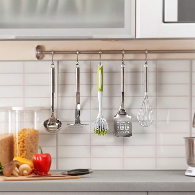 Dish Brush, Dish Scrubber & Kitchen Scrub Brush for Dishes, Pots, Pans, Sink, Cast Iron, Yellow-Green 2 Pack