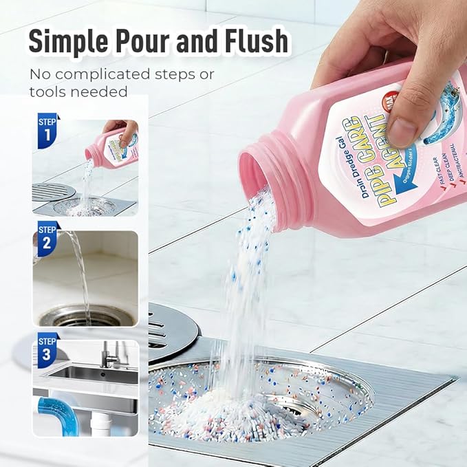 Drain Clog Remover Powerful Unclogging Sink Hair Cleaner for Kitchen, Shower Pipes and Drains (White 1PC)