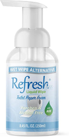 Refresh Liquid Wipe Alcohol-Free: Toilet Paper Foam | Eco-Friendly Wet Wipe Alternative For Sensitive Skin | Cleanses & Soothes with Witch Hazel & Aloe | Plumbing & Septic Safe |250ml (8.45 oz)