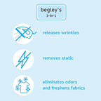 Begley's 3-in-1 Wrinkle Remover, Quick Fix Wrinkle Release, Static Cling Remover, Odor Eliminator and Fabric Refresher Spray - USDA Certified Biobased - Fragrance-Free, 16 oz, 2 Pack
