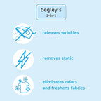Begley's 3-in-1 Wrinkle Remover, Quick Fix Wrinkle Release, Static Cling Remover, Odor Eliminator and Fabric Refresher Spray - USDA Certified Biobased - Lavender, 3 oz Travel Size