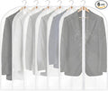 Dntorx 6 Pack Garment Bags 60 * 100cm, 40in PEVA Translucent Garment Covers, Suit Storage Bags, Dress Organizer Bags Used To Protect Shirts, Winter Coats, Jackets（White Edge）
