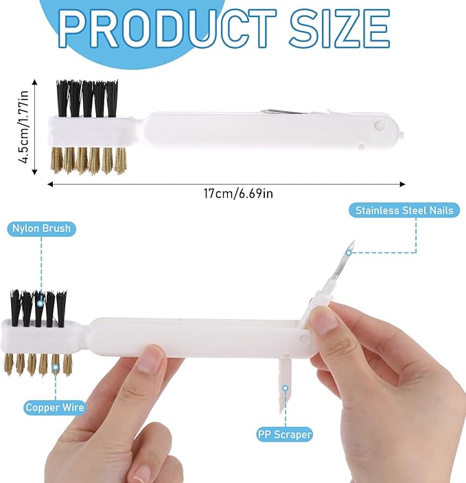 Kitchen Cleaning Scrub Brush Deep Gas Stove Brass Wire Brush with Stiff Bristles & Cooktop Scraper Stainless Steel Scrubber for Range Hood Grease Grime Rust Cleaner for Pot Pan Household Cleaning Tool