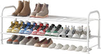 LINZINAR Shoe Rack Long 2 Tier Shoe Storage Organizer Metal Wide Shoe Shelf for Closet Entryway Bedroom 18 Paris Large Capacity, White