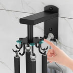 Zerodeko Rotatable 8-Claw Kitchen Utensil Hooks, Thickened Black Space Aluminum Wall Hooks for Hanging, 360° Swivel Multifunctional Hanging Organizer for Home Kitchen Storage