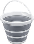 Goderewlid Collapsible Bucket 2.6 Gal/10L, Space-Saving, Portable Foldable Water Pail for Versatile Use, Home, Outdoors, Car Wash, Camping, Fishing - Grey, Single Pack