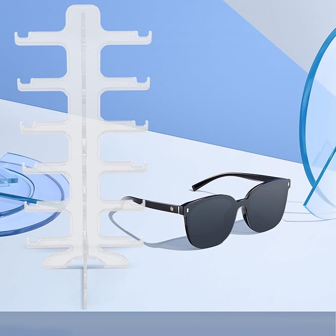 BESTYASH Sunglasses Holder Glasses Organizer Stand 6-Tier Plastic Eyewear Storage Rack for Desk Tabletop Display and Sunglass Storage