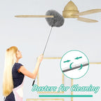 Ceiling Fan Cleaner Duster,Reusable Microfiber Ceiling Fan Blade Cleaner Duster with Extendable Long Handle Removable 13 to 48 in for Cleaning Bookshelves,Door,Window Top (Gray)