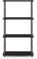 Furinno Turn-N-Tube 4-Tier Multipurpose Shelf Display Rack, Classic Tubes, Black/Grey