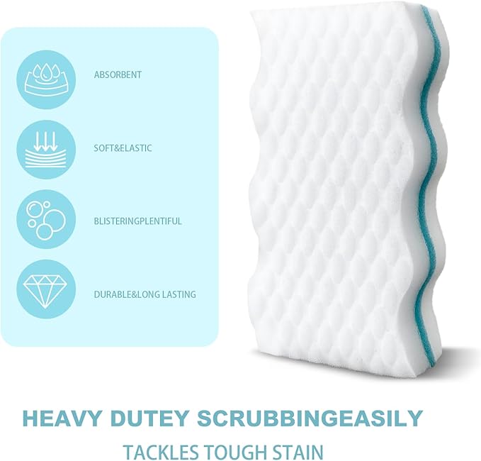 BINI'S Magic Sponge Eraser, Extra Durable, Multi Purpose Cleaner, Shoe, Bathroom, Shower, and Car Window and Windshield Cleaner, Cleaning Pads, 6 Count