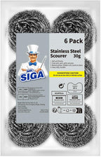 MR.SIGA Stainless Steel Scourer, Pack of 6, 30g