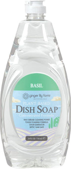 Ginger Lily Farms Botanicals Plant-Based Liquid Dish Soap, Concentrated Formula with Max Grease Cleaning Power, Cruelty-Free, Basil Scent, 24 Fl Oz (Pack of 8)