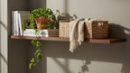 Large Rectangular Wicker Basket - Premium Water Hyacinth Storage Basket with Built-in Wooden Handles for Home Organization, Shelf Organizer, Decorative Natural Handwoven Basket 15.5x10.8x6.2"