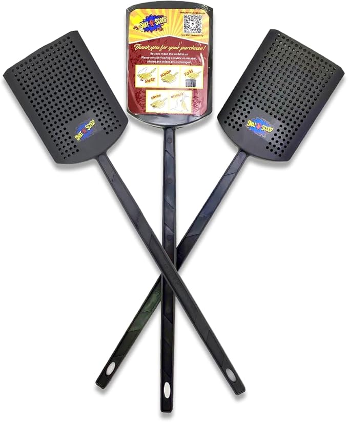 Heavy Duty Fly Swatter and Spider Catcher and Release. Insect Fly Catchers for Inside Home. House Fly Swatter or Humane Bug Catcher with Built in Insect Scoop. (3, Charcoal)
