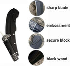 Folding Sickle, Two Section Foldable Scythe with Wooden Handle, Sheath, 2 Sections Foldable Sickle Knife, Weeder, Manual Garden Tool for Weeding Farming