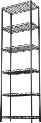 HOMEFORT 6-Tier Storage Shelves, Heavy Duty Metal Storage Rack, Wire Shelving Unit Organizer Rack for for Pantry Closet Kitchen Laundry (21”Wx11.4”Dx67”H,Black)
