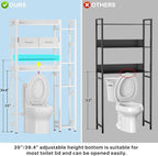 Besiost Over The Toilet Storage with 2 Drawers - 7 Tier Bathroom Organizer with Adjustable Shelf, Freestanding Space Saver Storage Rack Above Toilet Stand with 4 Hooks for Restroom, Laundry, White