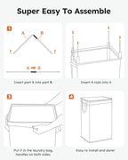 SOLEDI Laundry Hamper with Lid 90L Large & Tall Collapsible Laundry Basket, Clothes Hamper with Bag Removable Easy to Carry, Dirty Hampers for Bedroom, Bathroom, Dorm, College, Grey