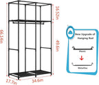 SORCEDAS Portable Wardrobe Closet Storage Organizer Metal Hanging Rack Non-Woven Fabric 34 Inch Black